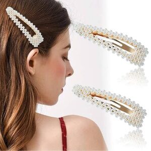 Large Gold/Pearl Barrettes